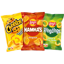 Cheetos, Lay’s hamka’s, mama mia,
pomtips, ringlings of grills